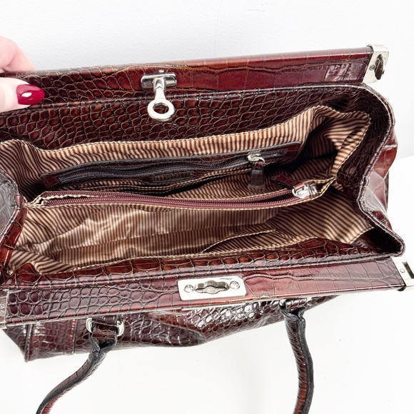 Oversized shoulder bag Crocodile-Embossed Brown Handbag - Picture 5 of 10